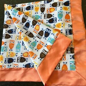 Baby Bee Owl Print Fleece Blanket/Throw  with Satin Trim 33” X 33”